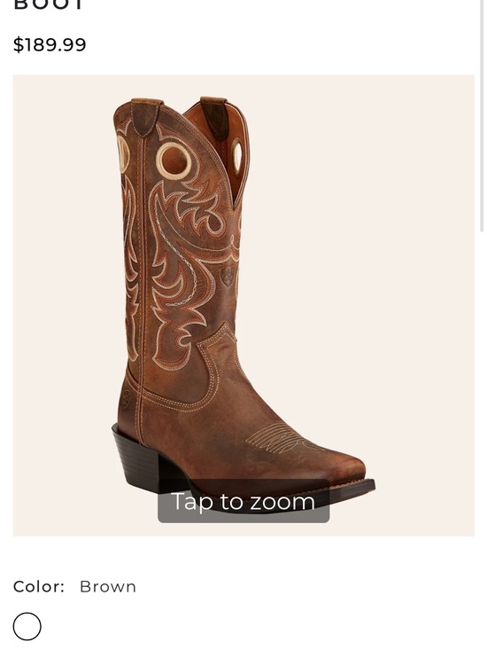 Ariat Brown Leather Western Pull-On Boots with Tan Stitching main image 6